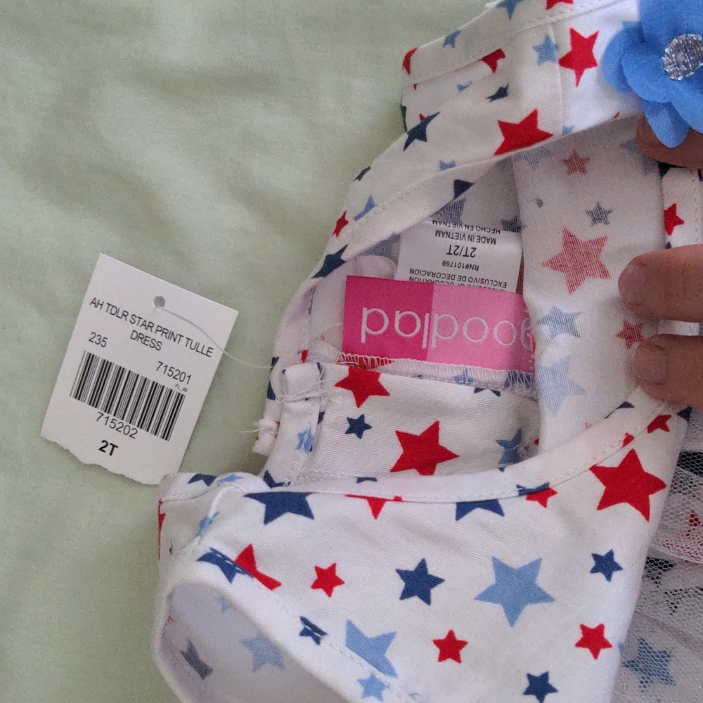 New Patriotic Red White Blue Star Dress 2T Tulle 4th of July - Picture 3 of 3